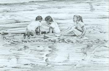 Racing the tide 10x7in pencil drawing (commissioned from your own photo's)  